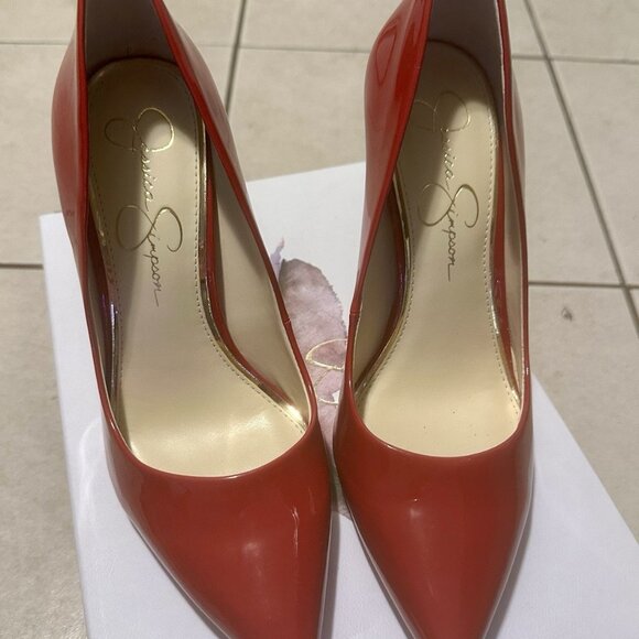 JESSICA SIMPSON Womens Red Cassani Pointed Toe Stiletto Slip On Pumps - Picture 2 of 6